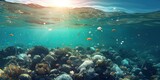 Fototapeta Do akwarium - AI Generated. AI Generative. Plastic ecology ocean sea water underwater pollution trash. Eco world problem. Graphic Art