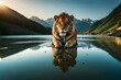 tiger in lake