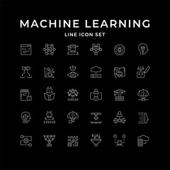 Wall Mural - Set line icons of machine learning