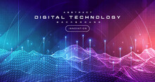 Digital Technology Metaverse Neon Blue Purple Background, Cyber Information Abstract Speed Connect Communication, Innovation Future Meta Tech, Internet Network Connection, Ai Big Data, Illustration 3d
