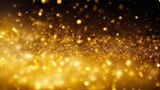 Fototapeta  - Abstract luxury swirling gold background with gold particle. Christmas Golden light shine particles bokeh on dark background. Gold foil texture. Holiday concept, generative ai