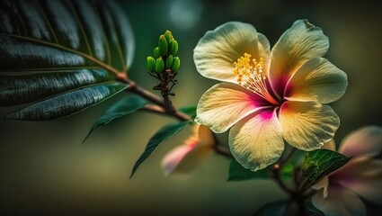 Wall Mural - amazing tropical blossom, out of focus generative ai