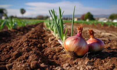 onion plantation in the vegetable garden agriculture