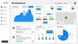 © G.Ratthawit - UI dashboard template Modern presentation with data graphs clean and simple app interface. Vector abstract modern web UI design