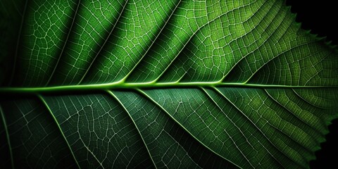 Wall Mural - close-up of green leaf texture for backdrop generative ai