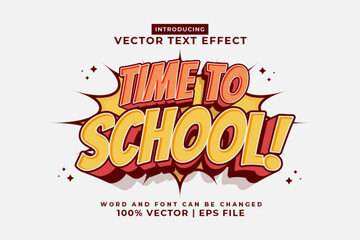 Sticker - Editable text effect Time To School 3d Cartoon template style premium vector
