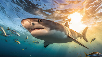 Wall Mural - Shark in the ocean - ai