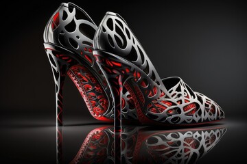 prototype of 3d printing high heels for futuristic fashion. superlative generative ai image.