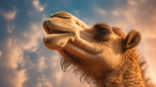 Detailed View Of Camel In Golden Hour Created With Generative AI Technology