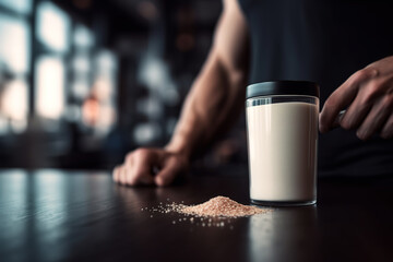 Wall Mural - A cup of fitness protein powder drink