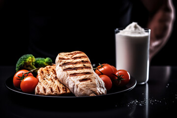 Wall Mural - A plate of chicken breast fitness meal