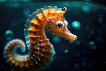 Poster - Short-snouted seahorse Hippocampus Sea animal, AI generative