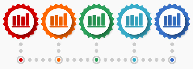 Leinwandbilder - Bar chart concept vector icon set, colorful infographic template easy to edit, set of colorful flat design pointers.