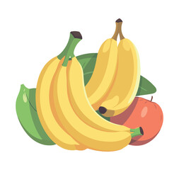 Wall Mural - Fresh organic banana and apple, ripe fruits