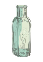 Sticker - Hand drawn illustration of antique glass bottle