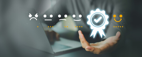 Poster - Customer service satisfaction survey feedback for business review rating and best service or finance digital marketing poll or user comment concepts.