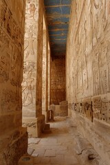 Wall Mural - Inscriptions on the columns of the mortuary temple of Medinet Habu in Luxor in Egypt