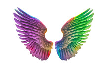 Colorful Angel Wings ,realistic, Isolated On Transparent Background, Clipping Path,  Ai Generative
