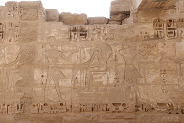 Wall Mural - Inscriptions on the walls of the mortuary temple of Medinet Habu in Luxor in Egypt