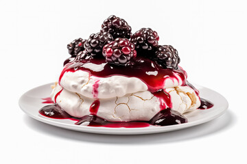 Canvas Print - 
Delicious Pavlova isolated on white background, generative AI

