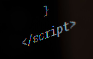 script inscription on the computer screen.