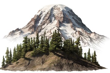 Wall Mural - mountain isolated on white background. Generated by AI.