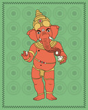 Fototapeta Konie - Kalighat Ganesha: Celebrating the Divine Elephant in Traditional Art. Kalighat Painting, Contemporary Art, Indian Paintings, Wall Paintings, Modern Art Paintings.