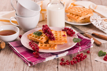 Wall Mural - Waffles red currant and mint.