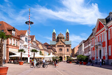 Cityscape Of Speyer With Cathedral, Maibaum And Historic Town Hall On A Sunny Day In Summer, Germany