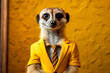 friendly and charismatic meerkat character involved in an everyday activity, animal influencer, animals banner, Generative AI