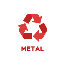 Vector Metal Recycling Symbol. Red Recycle Symbol On White Background.