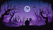 Purple Cemetery halloween background banner