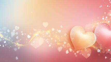 Love in Sweet Spring Colours: Banner with Light and Hearts for Celebrations from Christmas to Birthdays: Generative AI