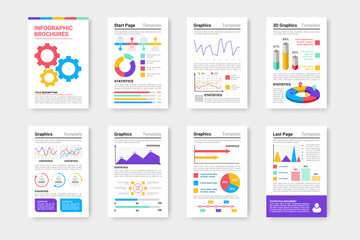 Poster - Infographic charts. Business graph. Corporate documents. Analytics diagrams. Information presentation. Statistics sheets template. Flat info design elements. Vector data report pages set
