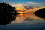 Fototapeta Zachód słońca - Sunset over lake Vattern in Sweden june 4 2023