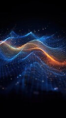 Wall Mural - Abstract light background. Abstract wavy glowing blue and orange background. generative ai