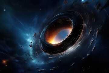 Wall Mural - space galaxy background. illustration of the event horizon of a black hole. generative ai
