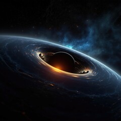 Wall Mural - space galaxy background. illustration of the event horizon of a black hole. generative ai