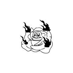 Wall Mural - vector illustration of a rose with fire