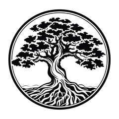 Celtic Tree of life decorative Vector ornament, Graphic arts, dot work. Grunge vector illustration of the Scandinavian myths with Celtic culture.