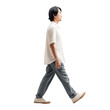 © SS - Asian man walking in comfort outfit. Full body isolated on transparent background. Dicut, People, PNG
