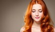 © inspiretta - Redhead woman with healthy wavy long hair, generative ai image