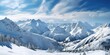 Majestic snow-covered peaks piercing the clouds, creating a breathtaking and awe-inspiring mountain vista  Generative AI Digital Illustration Part#110623