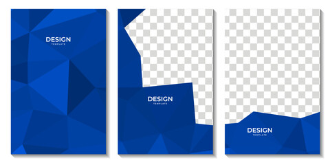 set of flyers abstract blue triangles background with copy space area for business