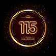 115 year anniversary logo with double line number style and gold color ring, logo vector template