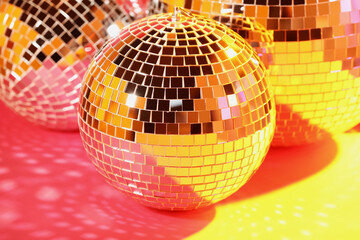 Sticker - Many shiny disco balls on floor, color toned