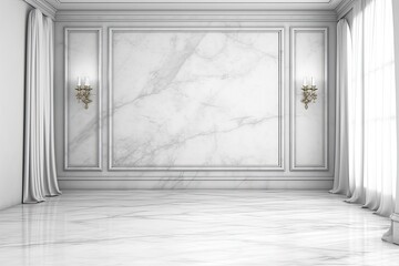 Poster - Background with white carpet and white marble wall texture that is appropriate for product, display, and mockups. Generative AI