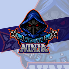 Wall Mural - ninja in mask esport logo mascot design emblem mascot for sport Team. Concept style for badge, emblem and tshirt printing. angry ninja illustration for sport and esport team.