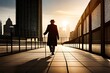 © freelanceartist - Silhouette on a senior man walking with a cane at dusk.(AI-generated fictional illustration)