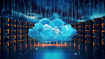 Wall Mural - cloud computing software for modish remote work and personal data storage. generative ai